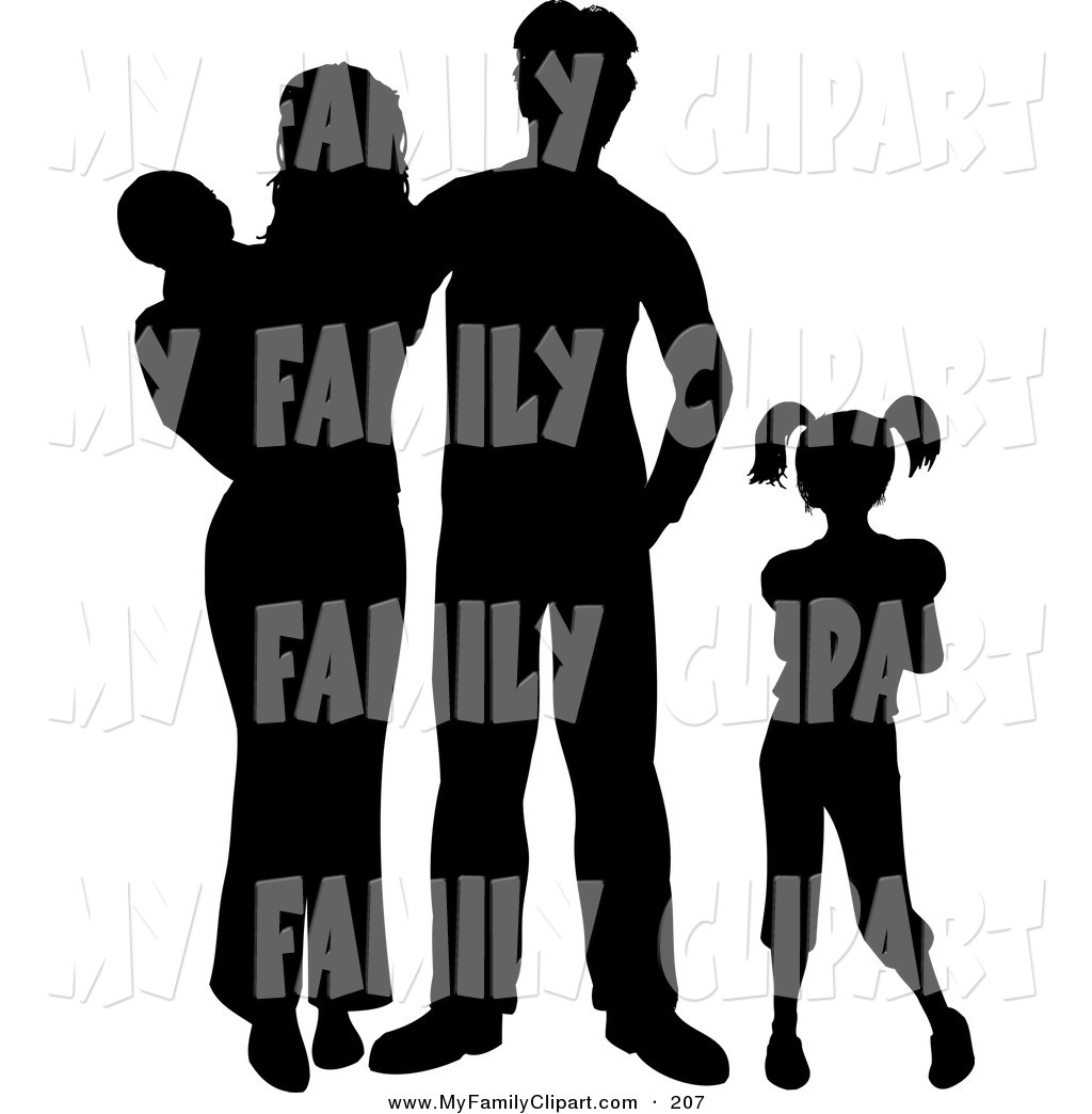 1024x1044 Clip Art Of A Black Silhouetted Family With Two Children On White