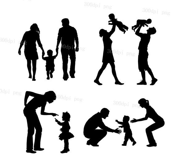 570x532 Family Silhouette Digital Clipart Vector Eps Png Files Clip
