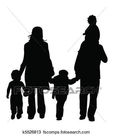 393x470 Clipart Of Silhouette, Figure Family K5526813