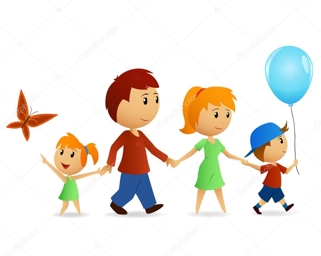 1024x819 Cartoon Happy Family On Walk Stock Vector Acidburn