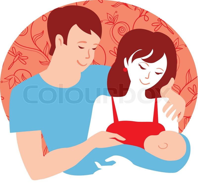 800x759 Family Yung Parents With Newborn Baby Boy Stock Vector Colourbox