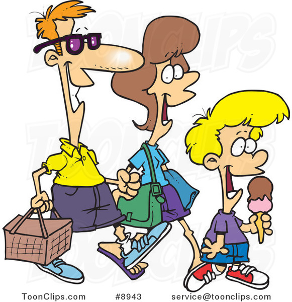 581x600 Cartoon Family Going On A Picnic
