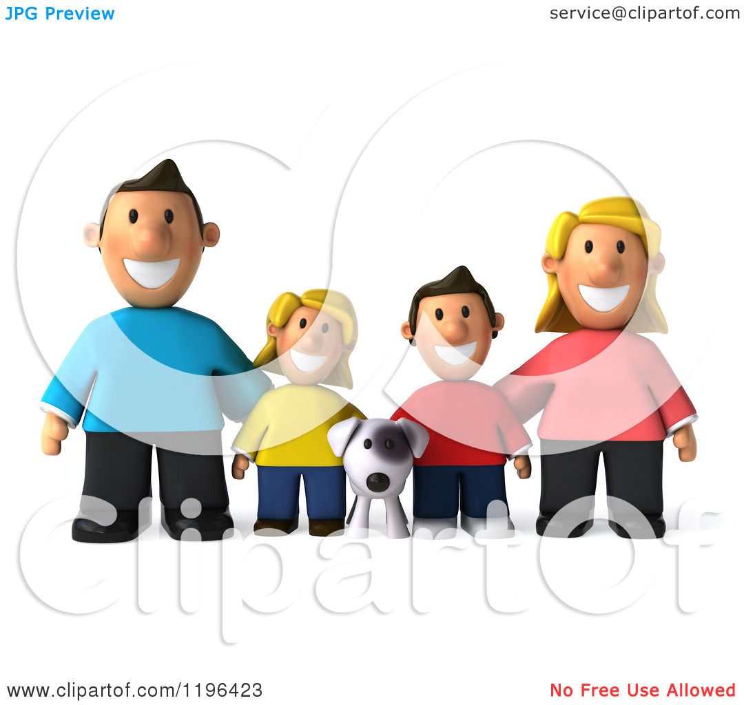 1080x1024 Cartoon Of A 3d Happy Family With A Dog