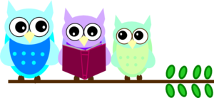 300x138 Owl Family Reading Clip Art