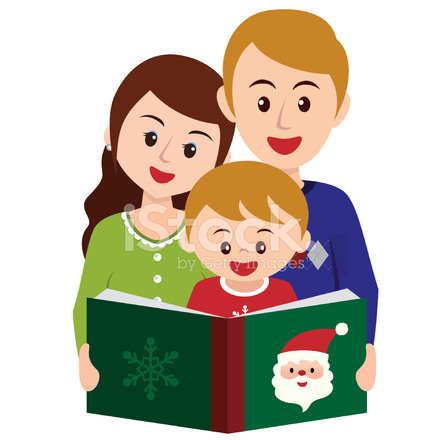 440x440 Reading Story Book In Christmas Time With Family Stock Vector