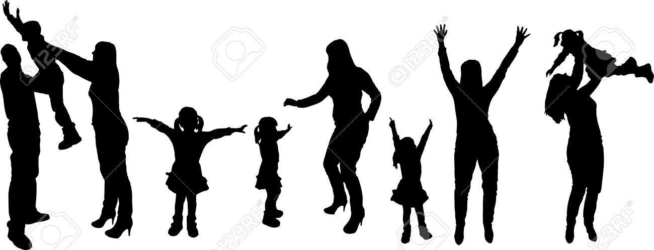 1300x498 Family Clipart Black And White
