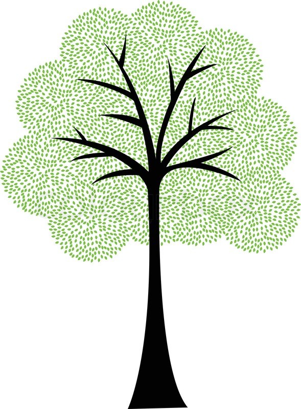 589x800 Art Tree Silhouette Isolated On White Background Stock Vector