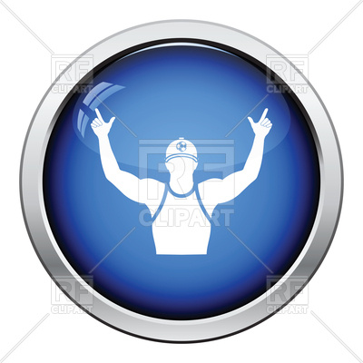 400x400 Glossy Button Design Of Fan With Hands Up Icon Royalty Free Vector