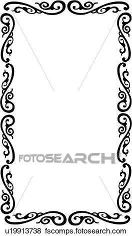 264x470 Clip Art Of , Blank, Border, Fancy, Frame, Rectangle, Sign, Swirls