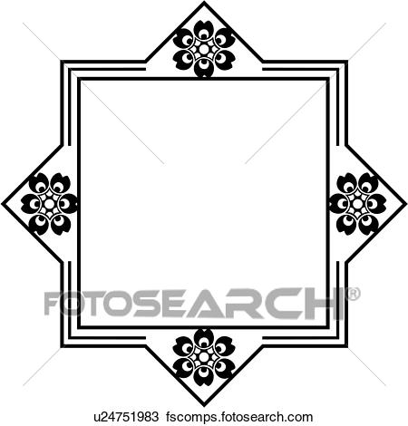 450x470 Clipart Of , Blank, Border, Fancy, Folk Art, Frame, Sign, Square