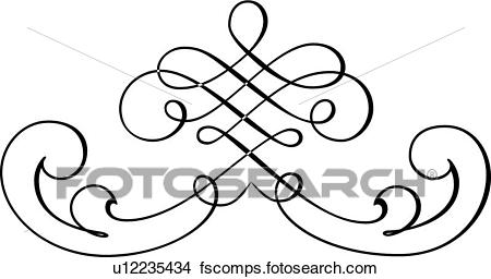 450x256 Clipart Of Black And White Fancy Line Art U12235434