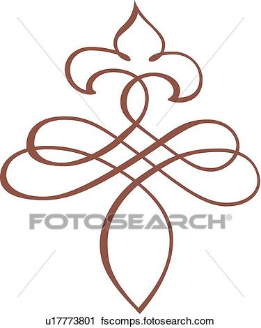 375x470 Clipart Of Brown Fancy Line Art U17773801