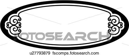 450x196 Clip Art Of , Blank, Border, Fancy, Frame, Oval, Panels Scroll