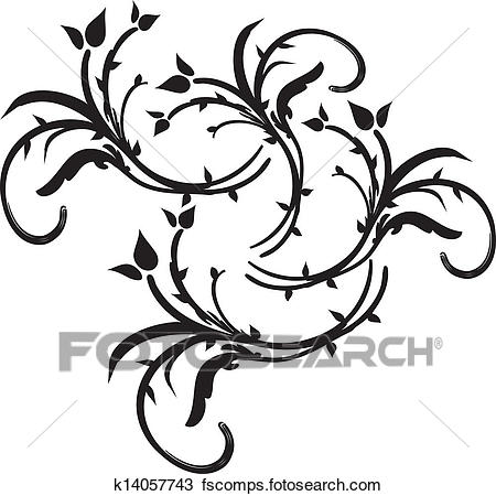 450x450 Clipart Of Unique Swirl Floral Elements K14057743