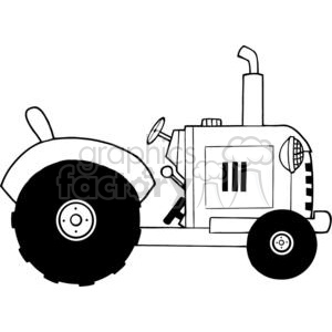 300x300 Royalty Free Vintage Farm Tractor Bw 379470 Vector Clip Art Image