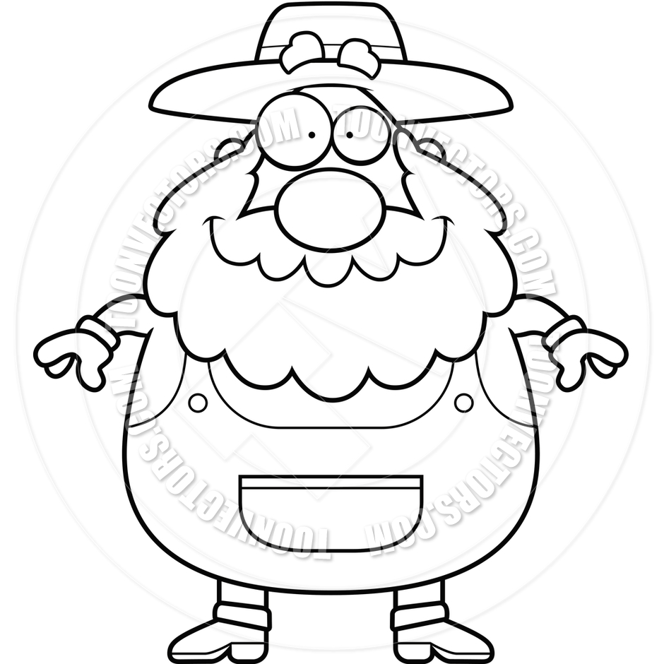 940x940 Farmer Smiling (Black And White Line Art) By Cory Thoman Toon