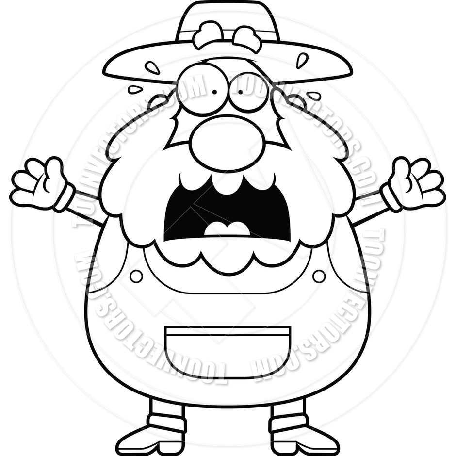 940x940 Scared Farmer (Black And White Line Art) By Cory Thoman Toon