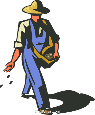 396x480 Farmer Planting Seeds Royalty Free Vector Clip Art Illustration