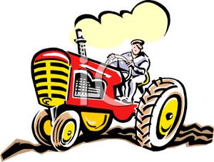300x227 Farmer In A Red Tractor Clip Art Image