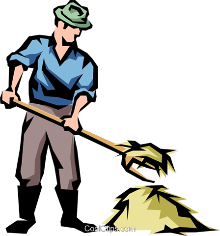 448x480 Farmer With Pitch Fork And Hay Royalty Free Vector Clip Art