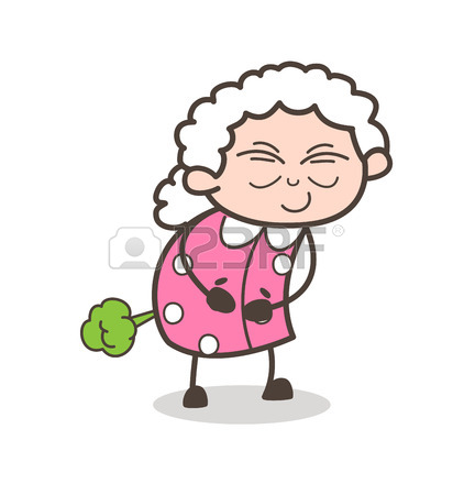 412x450 Cartoon Funny Old Woman Making Fart Vector Illustration Royalty