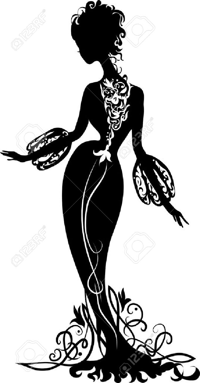 681x1300 Graphic Silhouette Of A Woman Fashion Luxury Royalty Free Cliparts