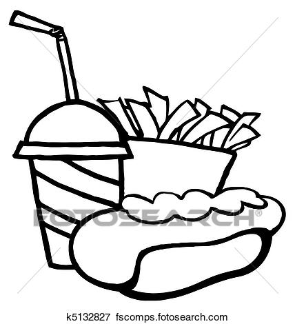 428x470 Clip Art Of Hot Dog Drink And French Fries K5132827