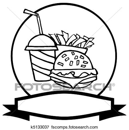 450x456 Clip Art Of Outlined Fast Food Logo K5133037