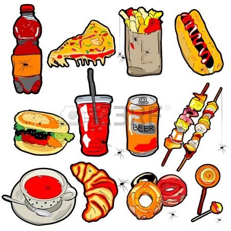 450x450 Hand Drawn Scary Fast Food Elements For Halloween Decoration