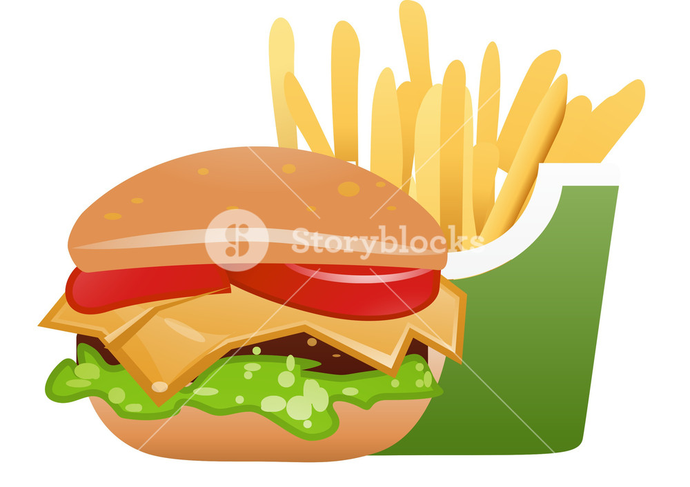 1000x706 Fast Food Cheeseburger And Fries Royalty Free Stock Image