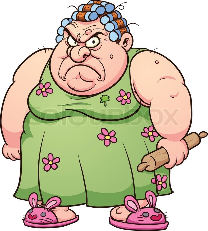 721x800 Fat Angry Woman. Vector Clip Art Illustration With Simple