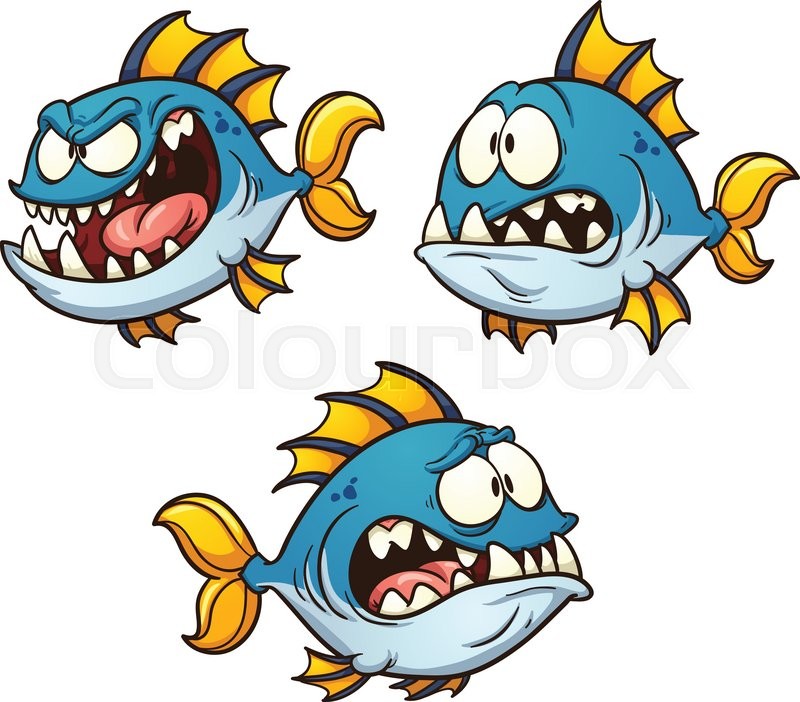 800x702 Big, Fat And Evil Cartoon Fish. Vector Clip Art Illustration
