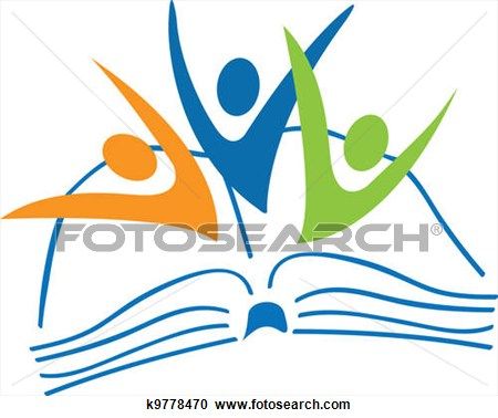 450x378 Open Book And Students Figures Logo View Large Clip Art Graphic