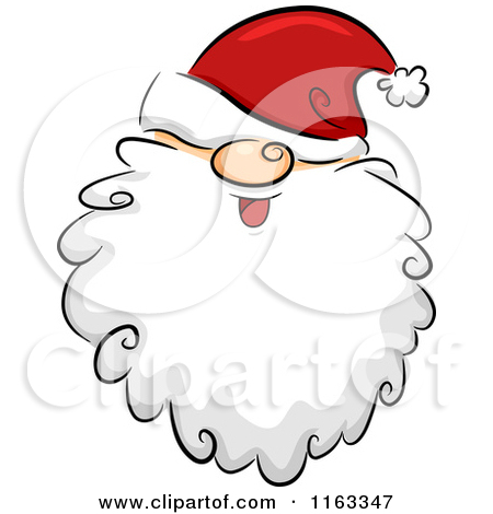 450x470 Cartoon Of A Happy Bearded Santa Face With His Hat Over His Eyes