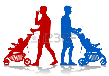 450x315 Father Walking With A Baby In A Stroller Royalty Free Cliparts