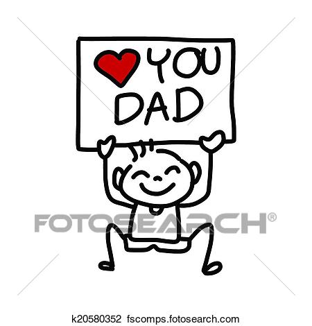 450x470 Clipart Of Happy Father's Day Cartoon Hand Drawing K20580352