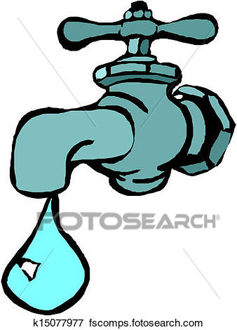338x470 Clip Art Of Water Faucet With Water Drop K15077977