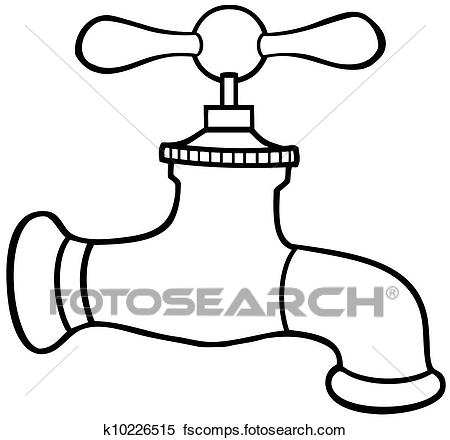 450x440 Clipart Of Outlined Water Faucet K10226515