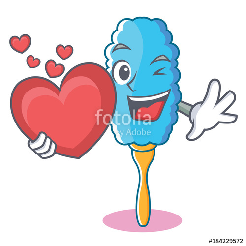 500x500 With Heart Feather Duster Character Cartoon Stock Image