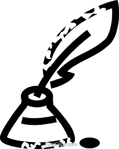 382x480 Ink Well And Feather Pen Royalty Free Vector Clip Art Illustration