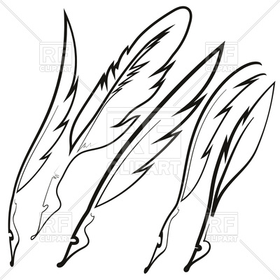 400x400 Set Of Different Sketched Feathers Royalty Free Vector Clip Art