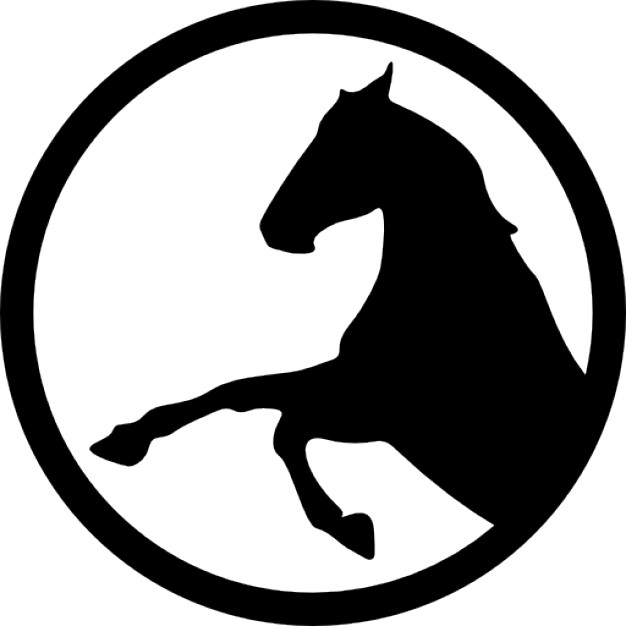 626x626 Horse Raising Front Feet Inside A Circle Outline Icons Free Download