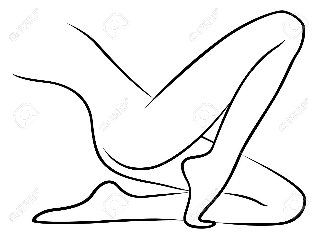 1300x975 Lower Part Of Abstract Graceful Lying Female Body, Hand Drawing