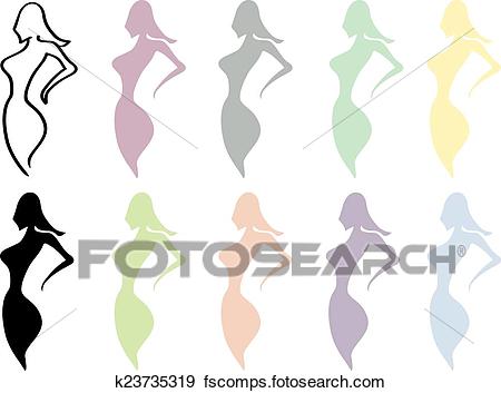 450x353 Clip Art Of Female Body Shape Vector Designs Isolated On White