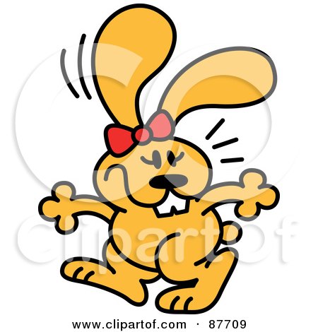 450x470 Clipart Of A Cartoon Yellow Rabbit Singing And Dancing