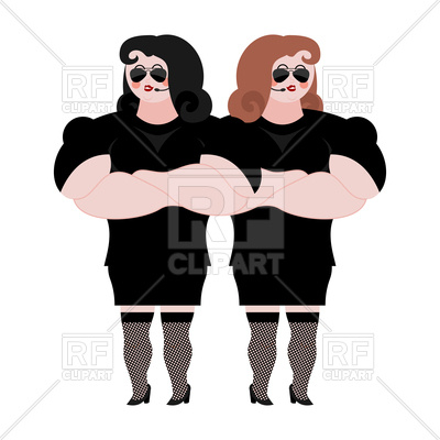 400x400 Female Bodyguard Couple. Strong Women. Royalty Free Vector Clip