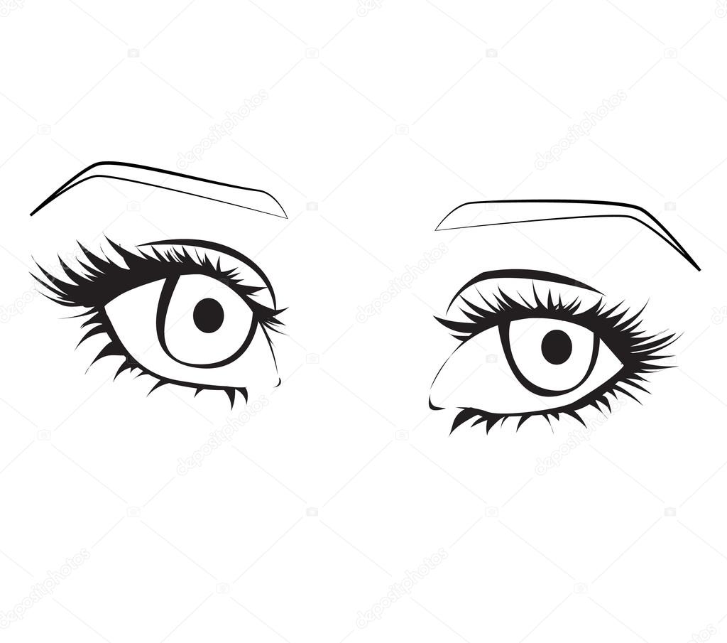 1024x905 Female Eyes Outline. Stock Vector Reenya