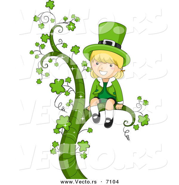600x620 Cartoon Vector Of A Happy St. Patrick's Day Leprechaun Girl