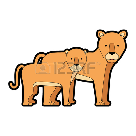 450x450 A Wild And Big Lion Female With Son Vector Illustration Design
