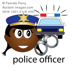 300x300 Clip Art Illustration Of A Black Female Police Officer Icon